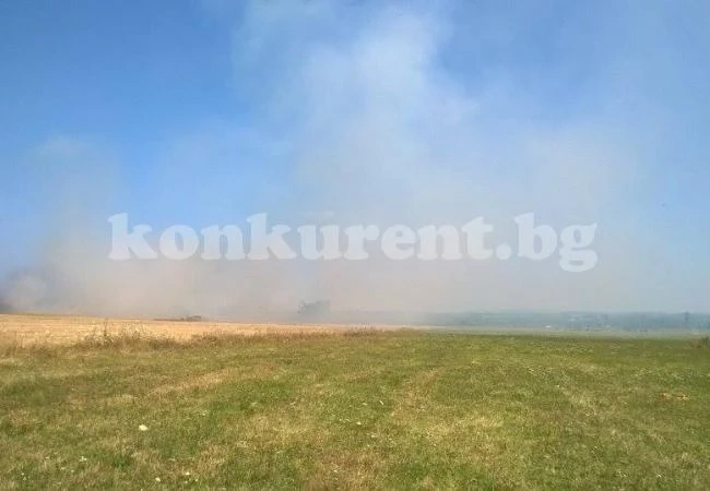Гори ожъната нива край Враца
