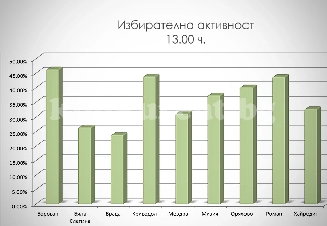 Вижте как гласуваха в област Враца към 13 ч.