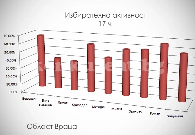 Вижте как гласуваха в област Враца към 17 ч.