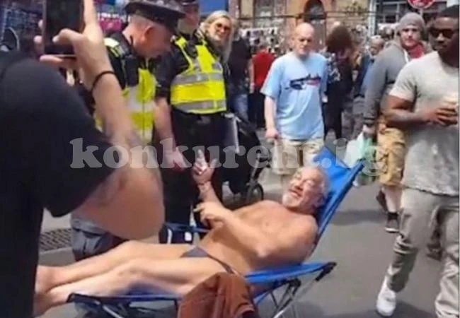 Мъж по бански втрещи всички, легна спокойно да се пече в центъра на Лондон (СНИМКИ/ВИДЕО)