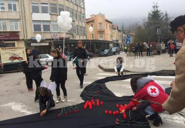 Застлаха с цветя пешеходна пътека във Враца