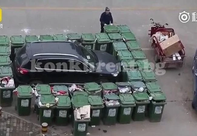 Боклукчия отмъсти на неправилно паркирал шофьор (ВИДЕО)