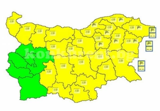 Жълт код за сняг и поледици в Северозапада