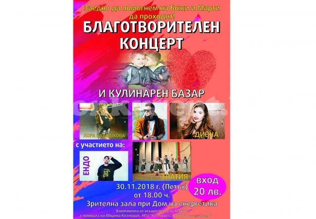 Правят благотворителен концерт в полза на Божи и Марти