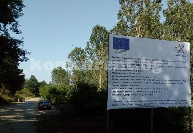 Започва укрепването на свлачището на път III-1306, в района на с. Веслец
