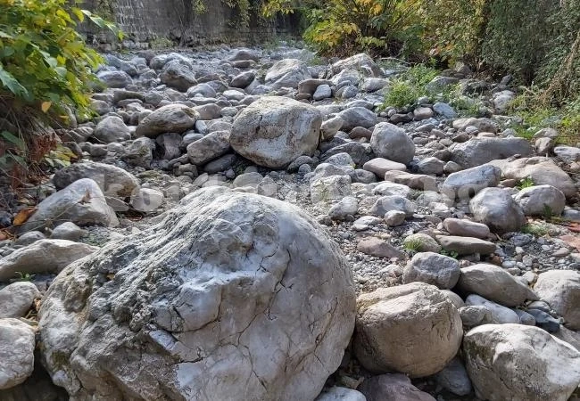 Голямата суша оголи камъните в река Лева