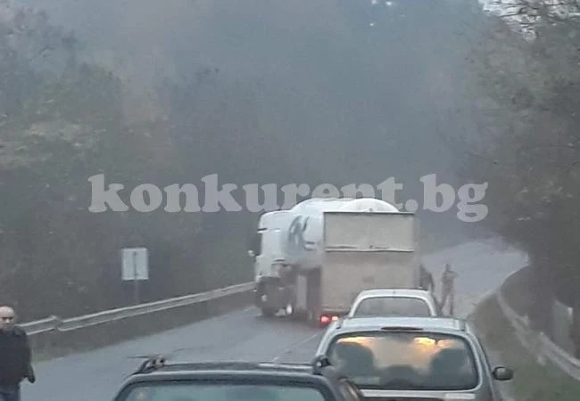 Камион се завъртя и на пътя от Лом СНИМКА