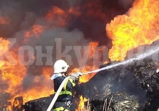 Голям пожар вилня на метри от къщи в Монтанско