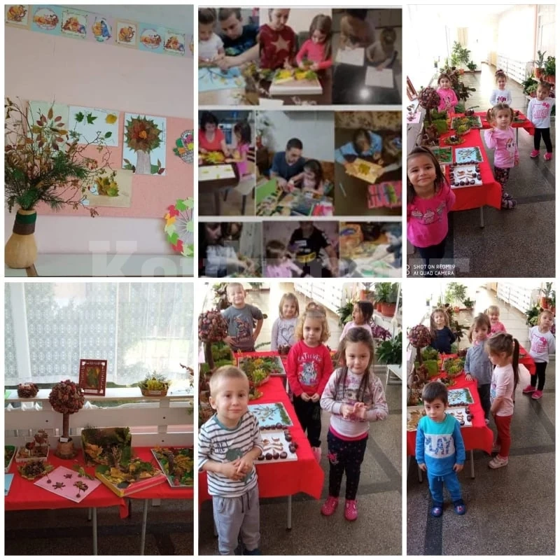В детска градина „Звънче“ изработиха есенна украса от природни материали