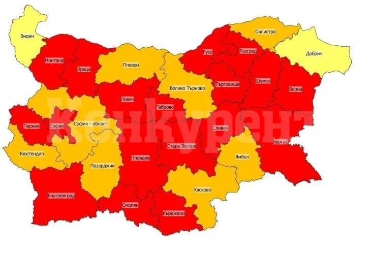 Област Враца е в червената зона на заболеваемост от COVID-19