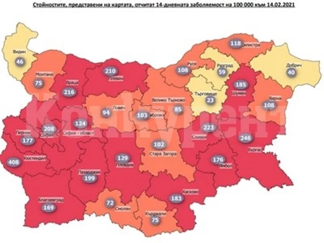 Половин България пак е в червената зона на COVID-19 (Инфографики)
