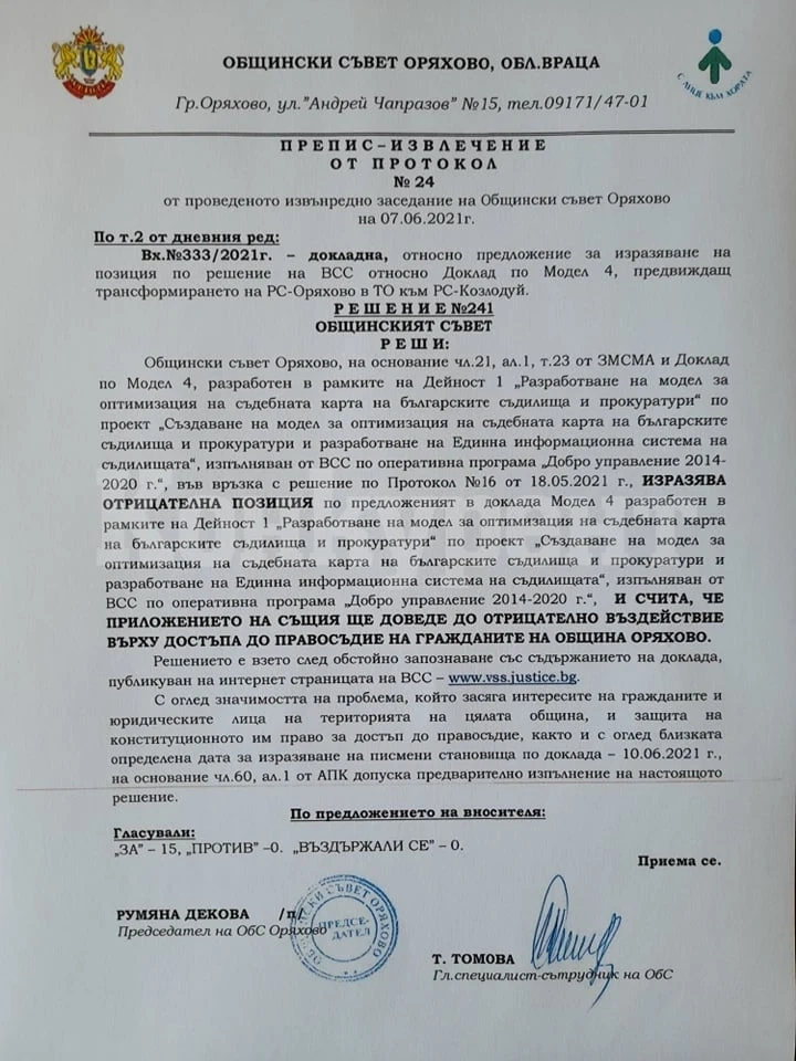 В Оряхово събраха над 1000 подписа в защита на райония си съд