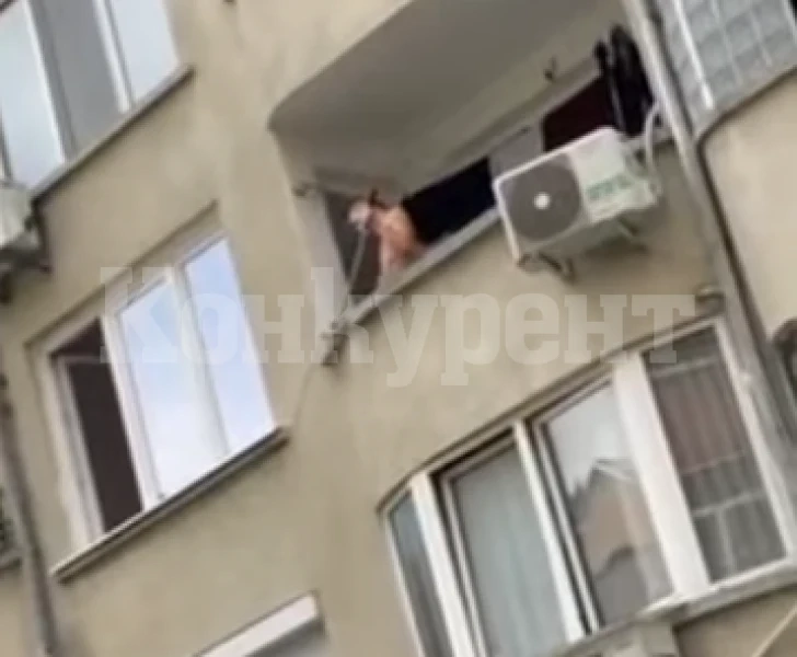 Мъж излезе на терасата с меч, започна да го точи и чисти ВИДЕО