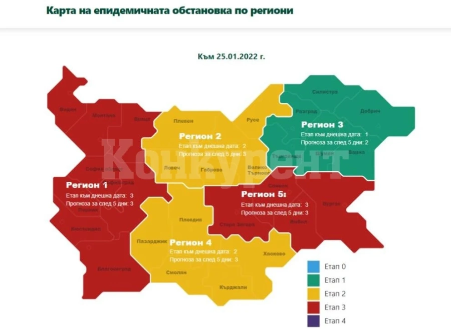 COVID картата на България: Само две области не са в тъмночервено