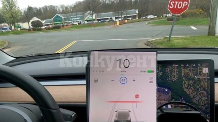 Електромобилите Tesla не спират на знак STOP
