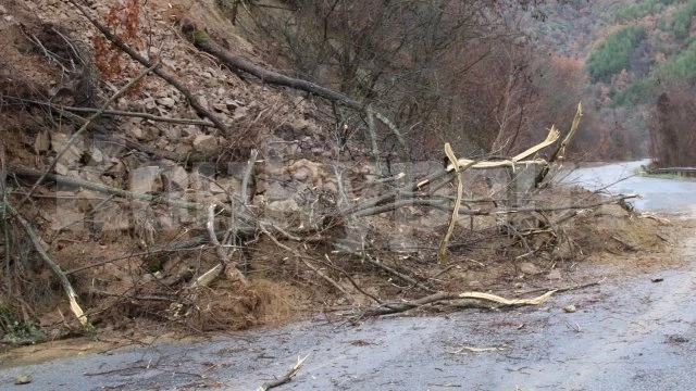 Ограничено е движението по пътя Белица-Лъки заради паднала скална маса