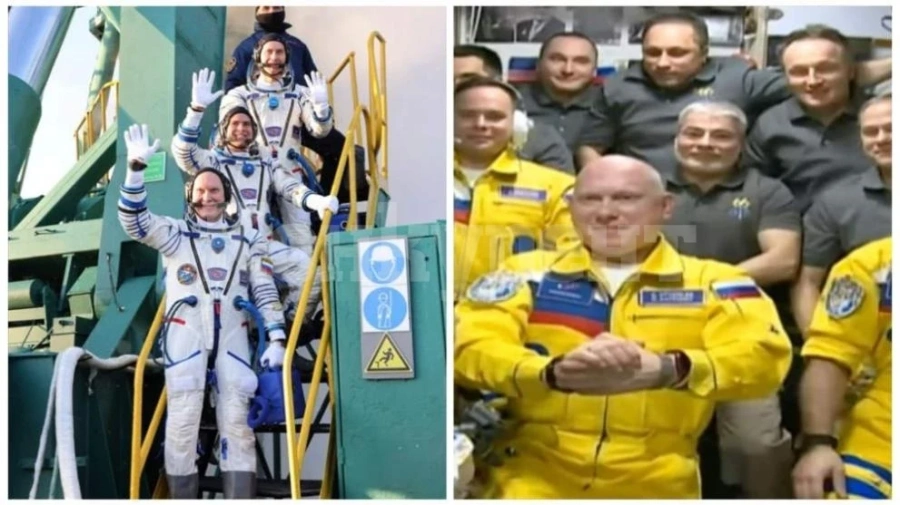Руски космонавти се преоблякоха с цветовете на украинския флаг на МКС