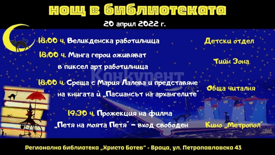 Регионална библиотека „Христо Ботев” – Враца организира „Нощ в библиотеката”