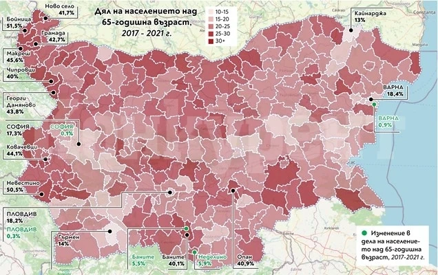 Северозападът е начело с „най-пенсионерски“ общини в страната