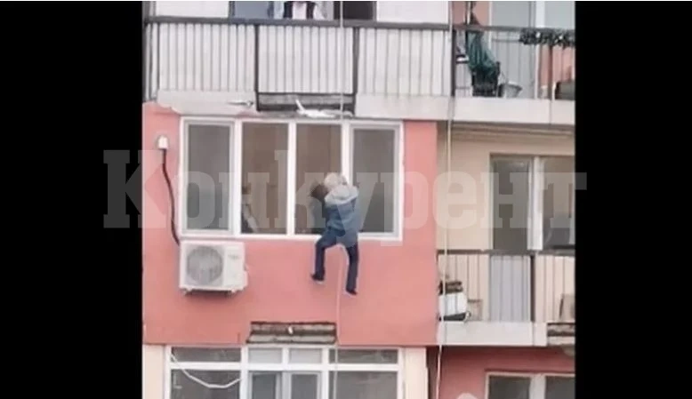Невиждан екшън в Оряхово! Мъж бяга от полицията с въже от 6-ия етаж на блок ВИДЕО