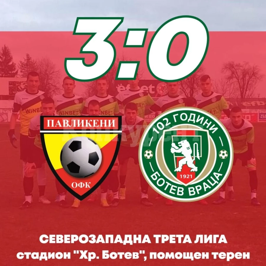 Ботев 2 загуби в Павликени