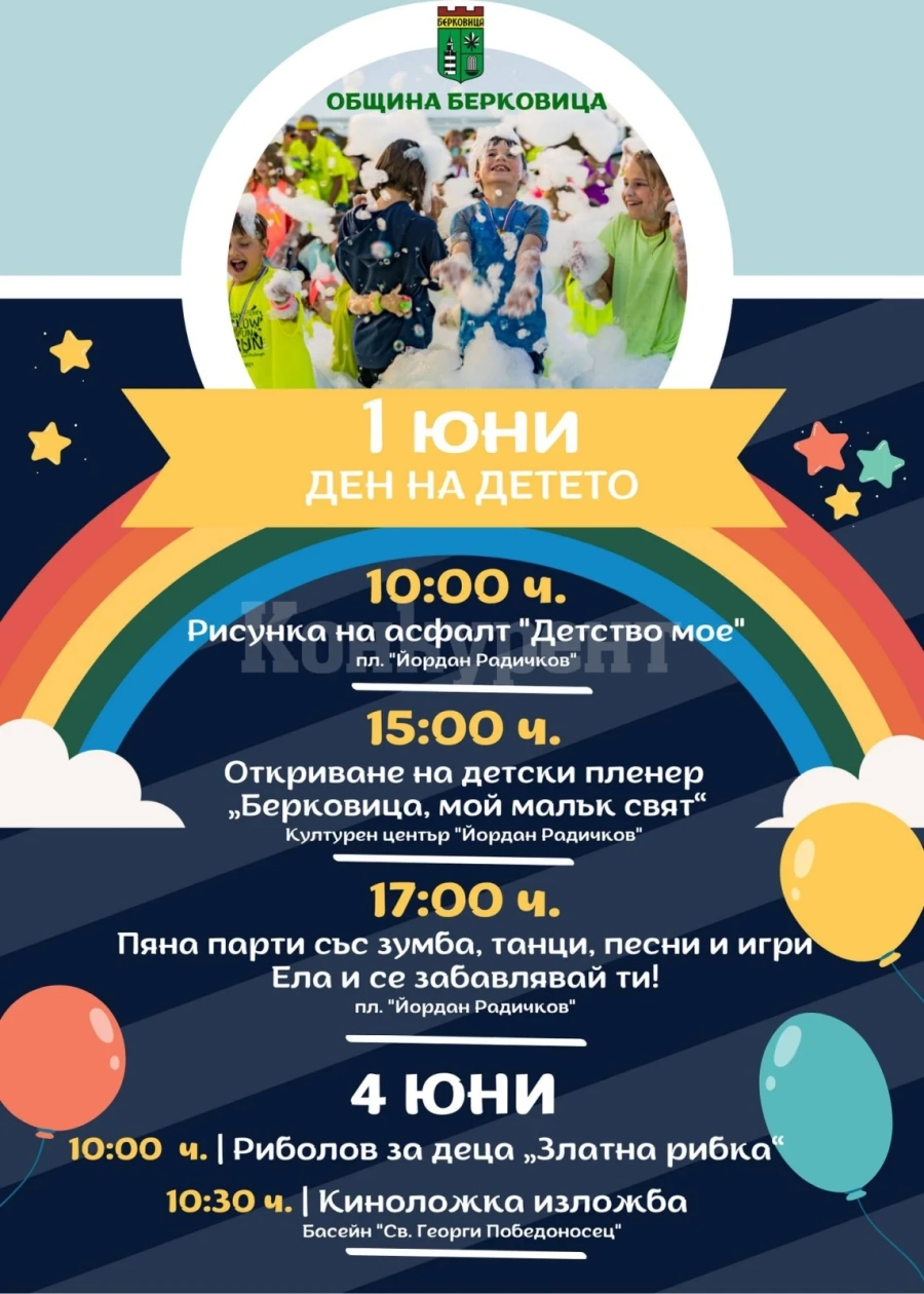 Щуро пяна парти, веселие и игри очакват децата на Берковица за 1 юни