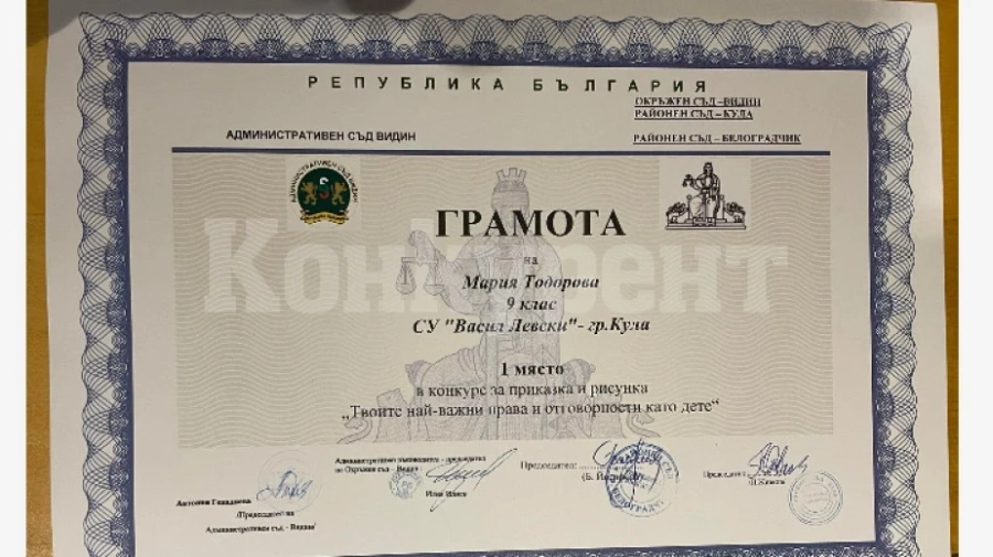 Ученичка от Кула с първо място в областен конкурс