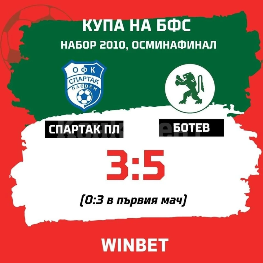 Ботев тресна Спартак в Плевен с 5:3
