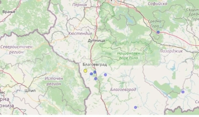 Земетресение край Благоевград