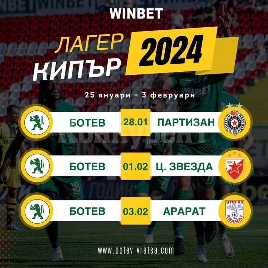 Ботев /Враца/ заминава днес за Кипър