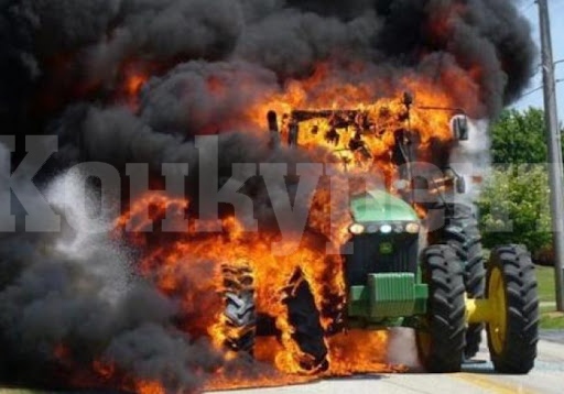 Трактор изгоря в монтанско село