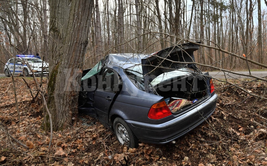 Млад мъж се блъсна с колата си в дърво в Пловдивско