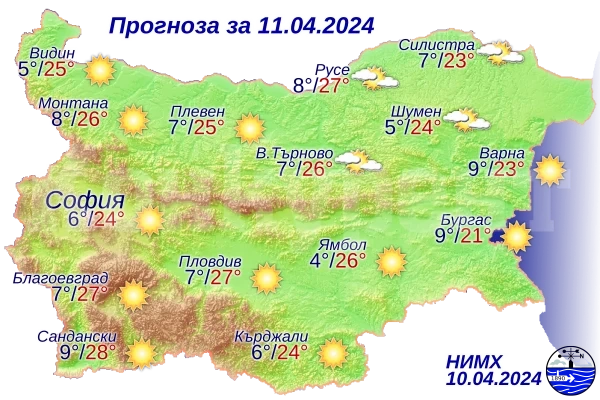 Днес ни очаква слънчево и топло време