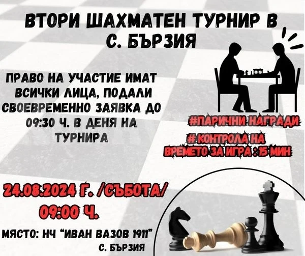 Втори шахматен турнир в Бързия