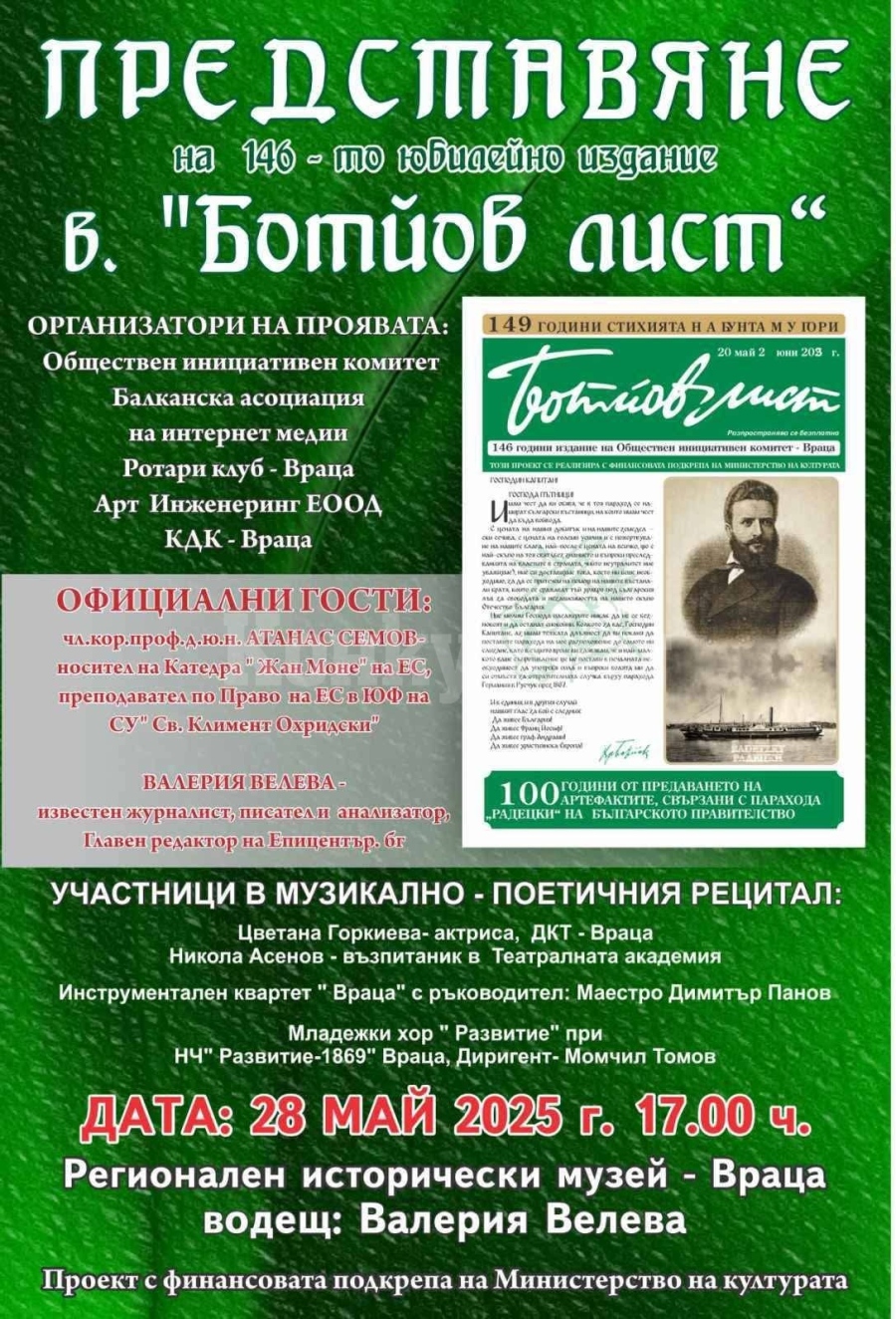 Представиха 146 -то юбилейно издание на вестник „Ботйов лист“
