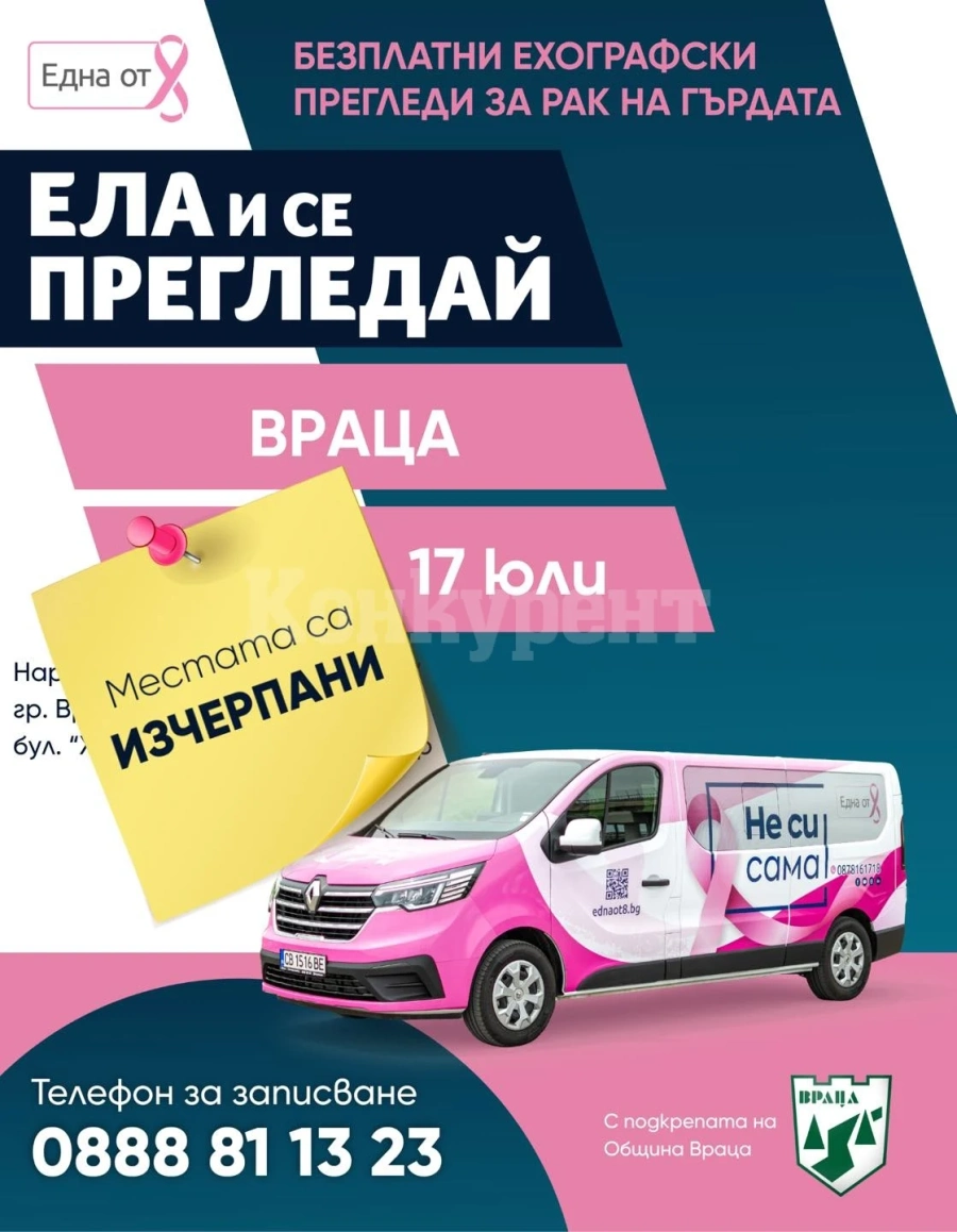 Изчерпани са часовете за безплатните ехографски прегледи за рак на гърдата във Враца