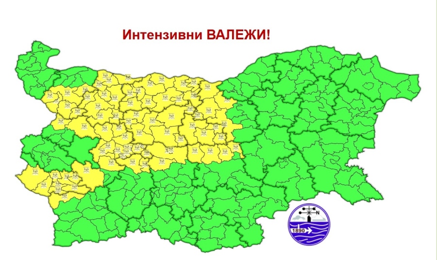 В неделя интензивни валежи, на места с гръмотевични бури