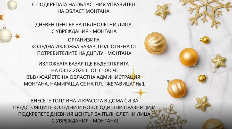 Деца с увреждания подготвят коледен базар в Монтана