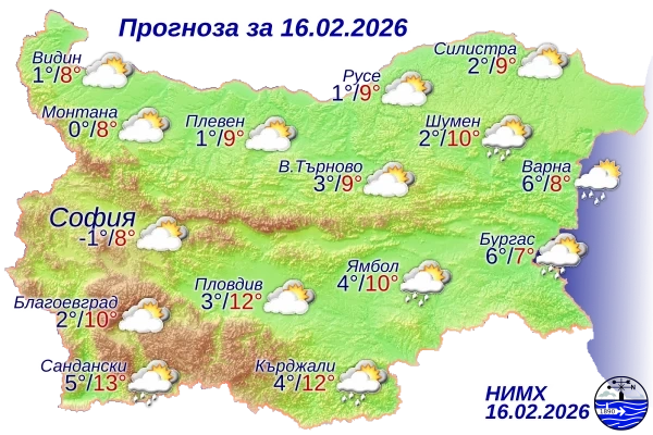 Понеделник започва с температури между 8° и 13°