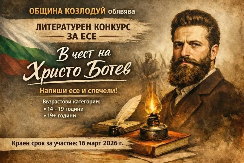 Община Козлодуй обявява Общински литературен конкурс за есе „А тоя момък не мислеше както другите”