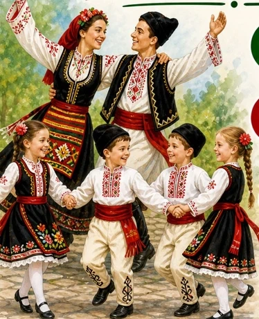 Канят малки и големи на хоро в Челопек