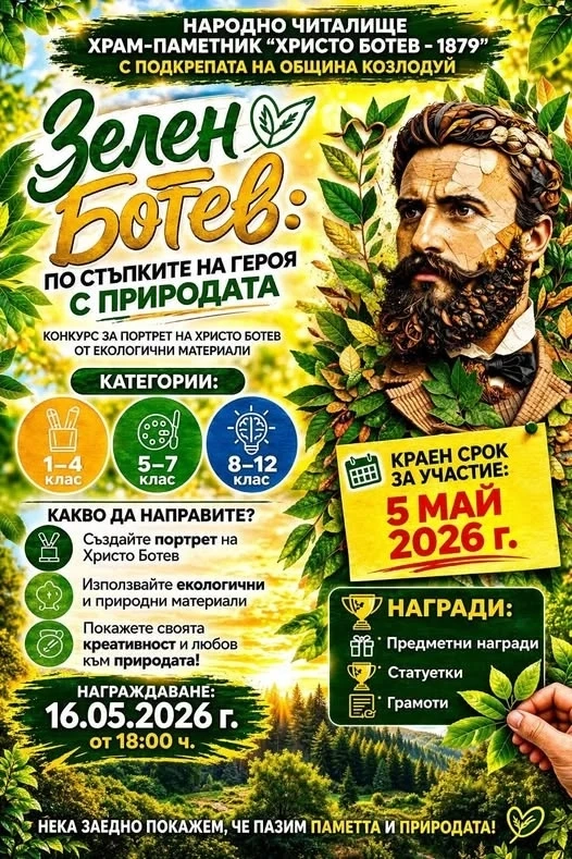 Обявиха резултатите от конкурса „Зелен Ботев: По стъпките на Героя с природата“