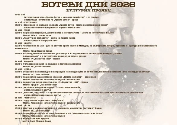 Богата програма за „Ботеви дни“ 2026