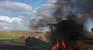 Комбайн се запали по време на жътва