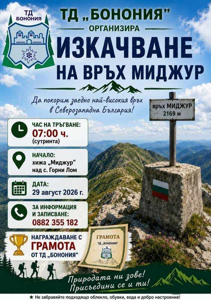 Планинари от Северозапада изкачват заедно връх Миджур в събота