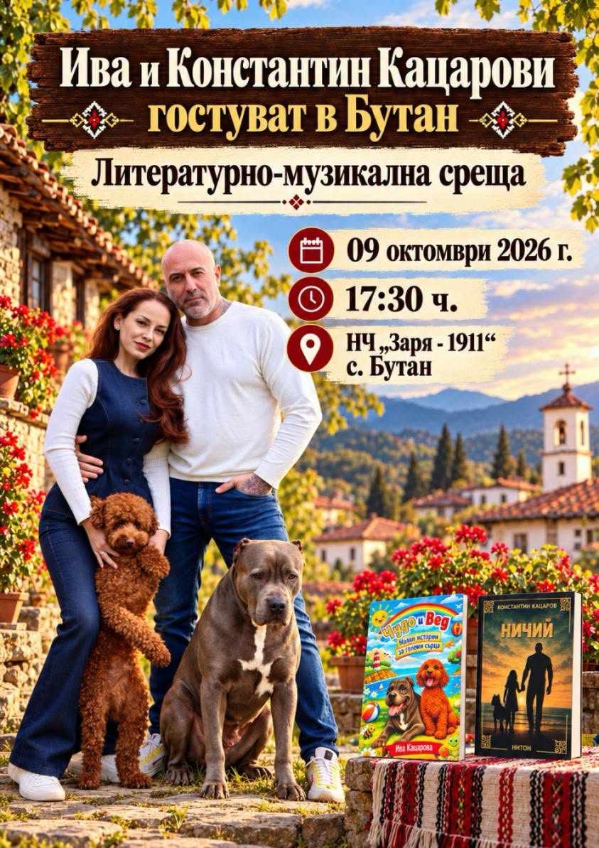 Книги, рок музика и четириноги герои: Ива и Константин Кацарови гостуват в с. Бутан
